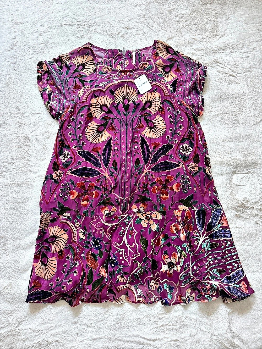 Free People Floral Mini Dress in Purple & Pink Size Medium NWT
